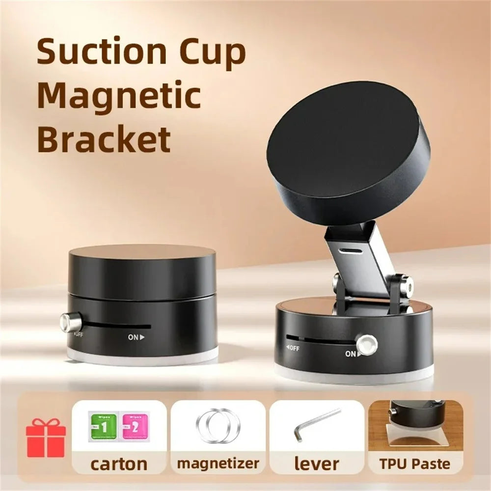 Vacuum Suction Cup Magnetic Car Phone Holder Double-Sided Foldable Magnetic Auto Phone Bracket Car Interior Bracket Accessories